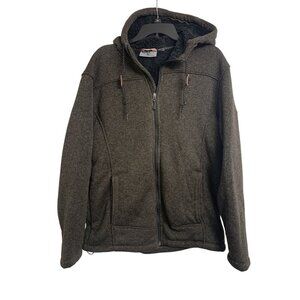 Rugged Elements M Fleece knit Hooded Outdoor Jacket Brown